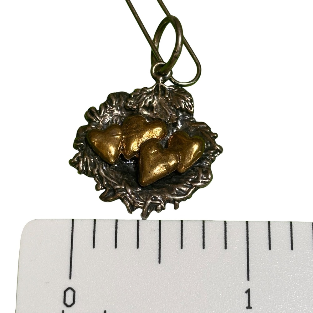 Waxing Poetic Sterling Silver Brass Four Heart Nest Charm Pendant Mixed Metal